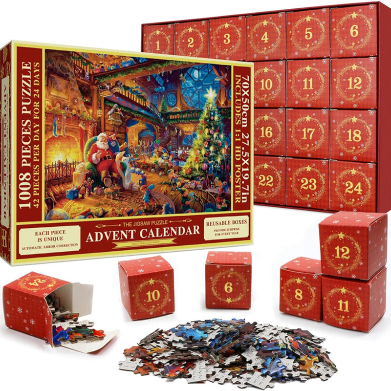 Christmas Jigsaw Puzzle Advent Calendar with 24 Daily Boxes