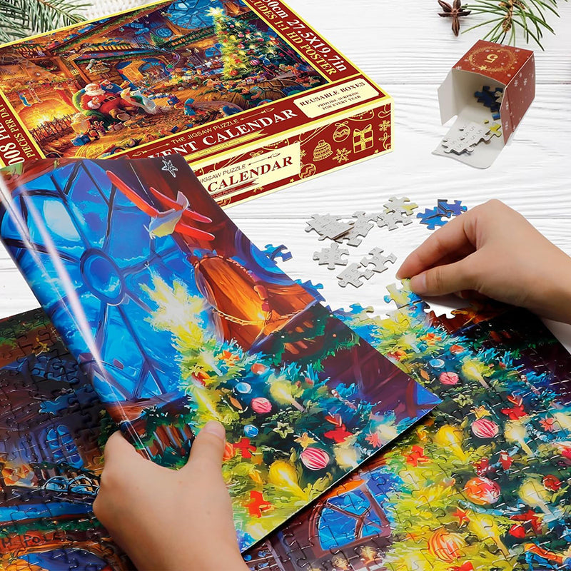 Christmas Jigsaw Puzzle Advent Calendar with 24 Daily Boxes