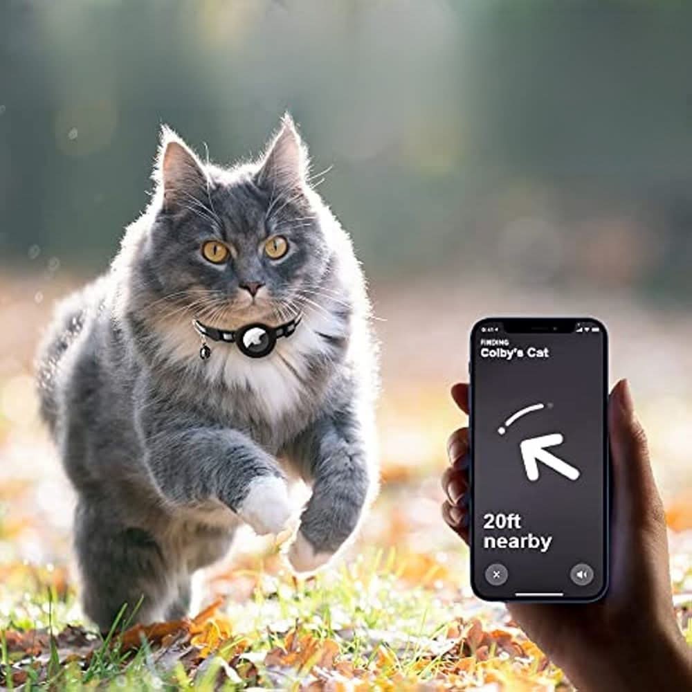 Reflective Cat Collar with GPS Tracker Holder and Safety Buckle