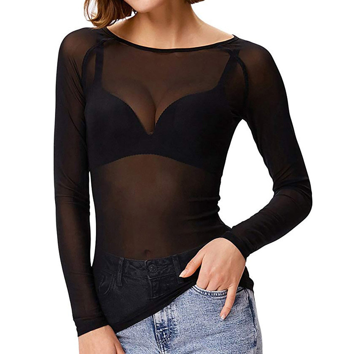 Women's Long Sleeve Mesh Top for Stylish Everyday Outfits
