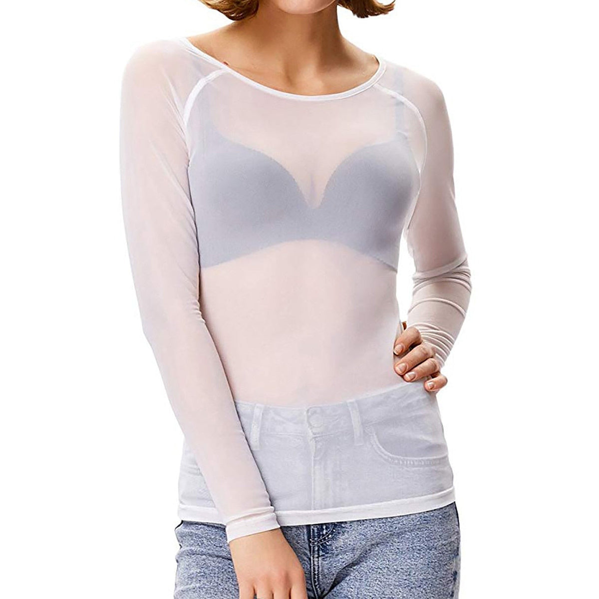 Women's Long Sleeve Mesh Top for Stylish Everyday Outfits