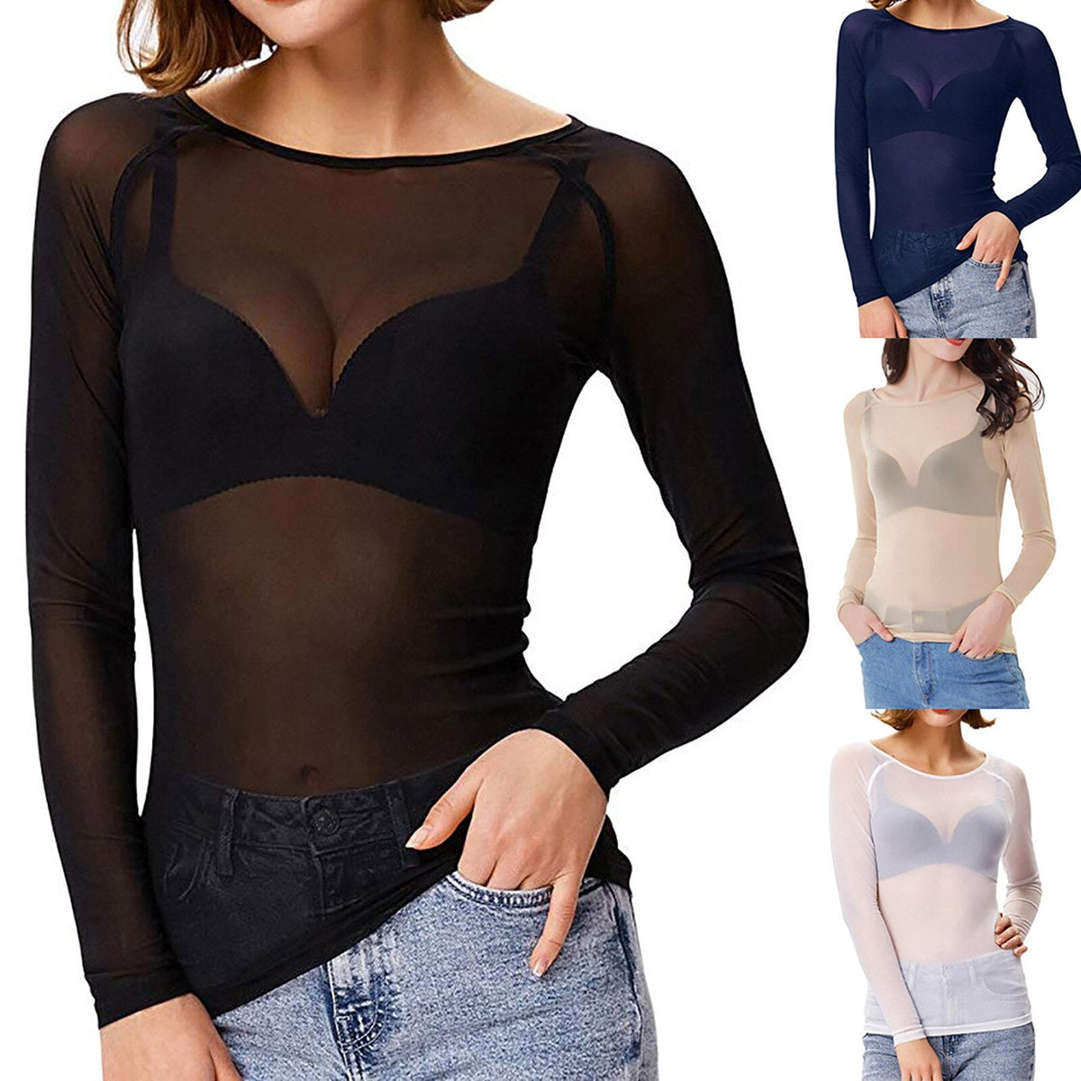 Women's Long Sleeve Mesh Top for Stylish Everyday Outfits