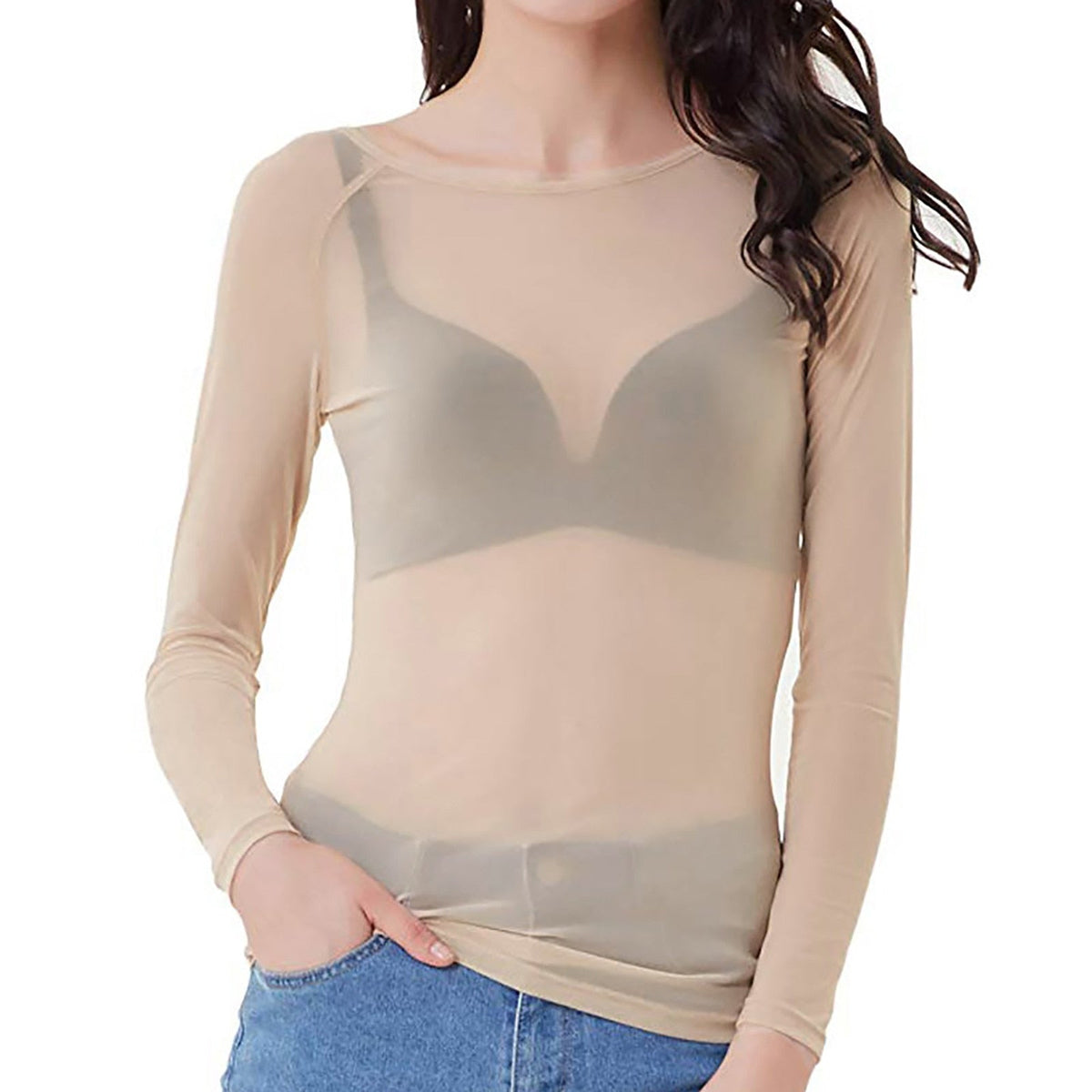 Women's Long Sleeve Mesh Top for Stylish Everyday Outfits
